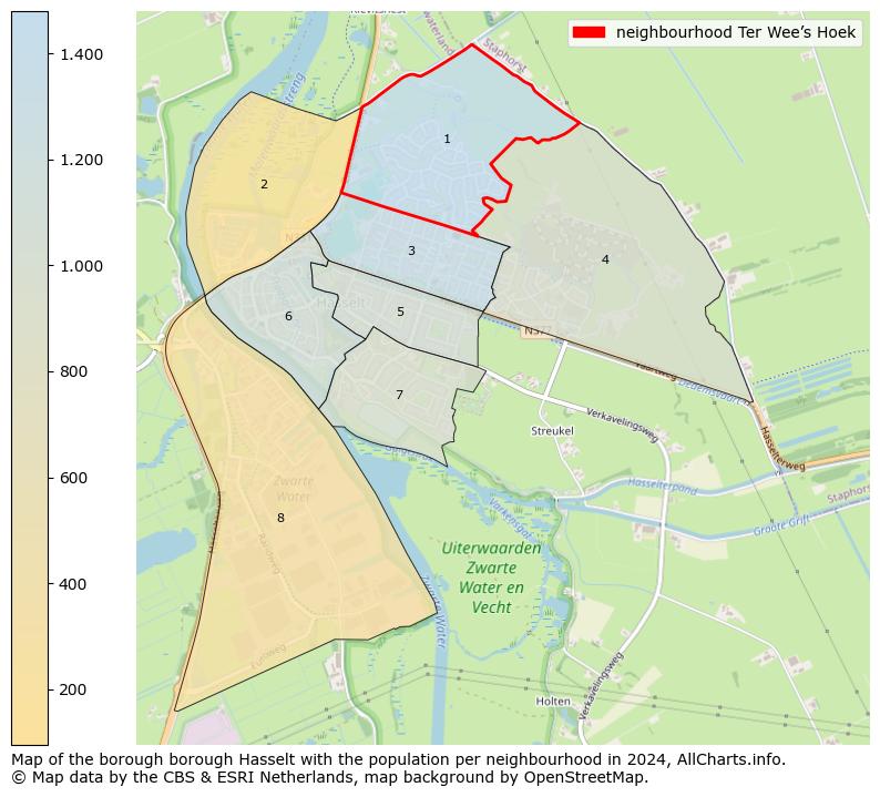 Image of the neighbourhood Ter Wee’s Hoek at the map. This image is used as introduction to this page. This page shows a lot of information about the population in the neighbourhood Ter Wee’s Hoek (such as the distribution by age groups of the residents, the composition of households, whether inhabitants are natives or Dutch with an immigration background, data about the houses (numbers, types, price development, use, type of property, ...) and more (car ownership, energy consumption, ...) based on open data from the Dutch Central Bureau of Statistics and various other sources!