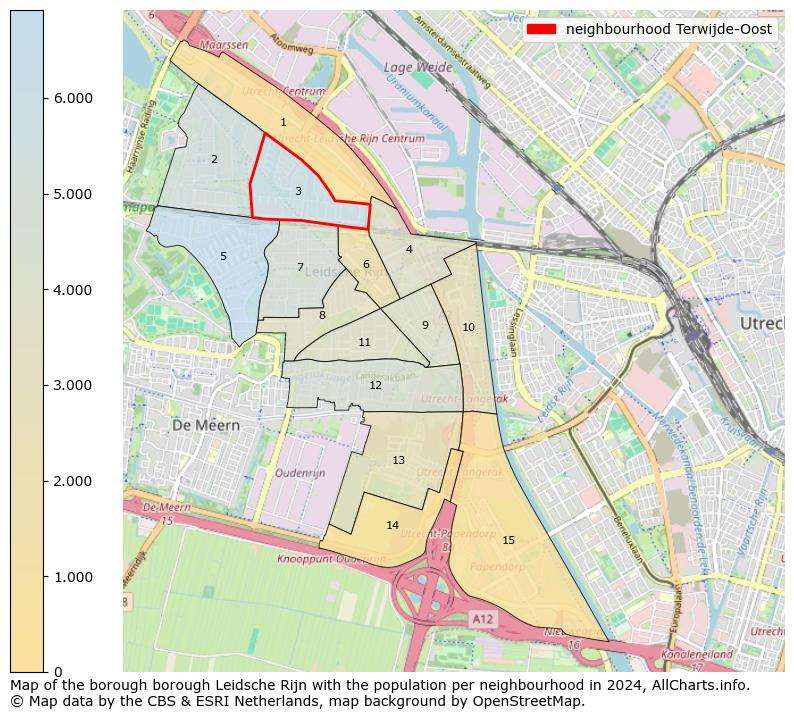 Image of the neighbourhood Terwijde-Oost at the map. This image is used as introduction to this page. This page shows a lot of information about the population in the neighbourhood Terwijde-Oost (such as the distribution by age groups of the residents, the composition of households, whether inhabitants are natives or Dutch with an immigration background, data about the houses (numbers, types, price development, use, type of property, ...) and more (car ownership, energy consumption, ...) based on open data from the Dutch Central Bureau of Statistics and various other sources!