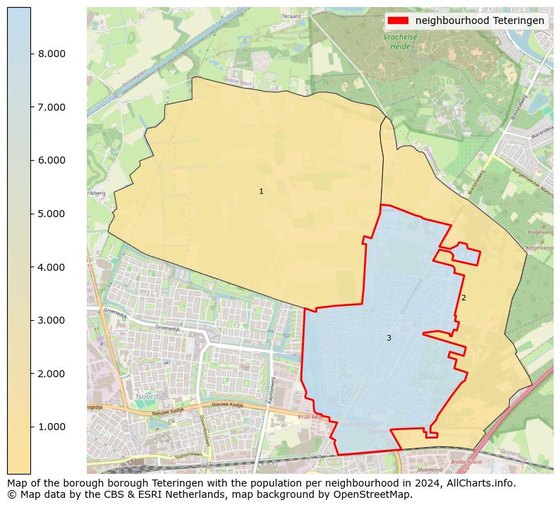 Image of the neighbourhood Teteringen at the map. This image is used as introduction to this page. This page shows a lot of information about the population in the neighbourhood Teteringen (such as the distribution by age groups of the residents, the composition of households, whether inhabitants are natives or Dutch with an immigration background, data about the houses (numbers, types, price development, use, type of property, ...) and more (car ownership, energy consumption, ...) based on open data from the Dutch Central Bureau of Statistics and various other sources!