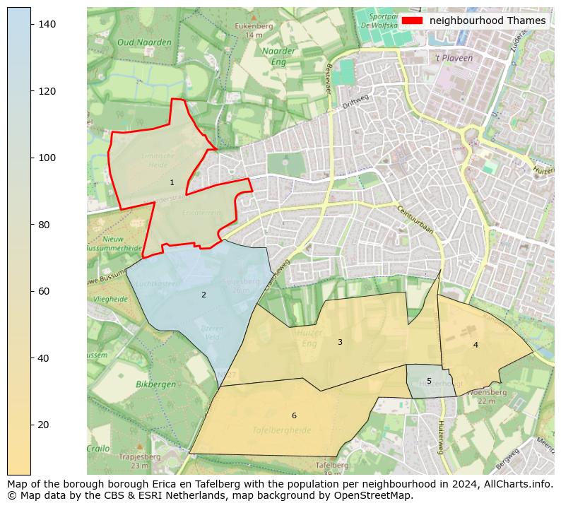 Image of the neighbourhood Thames at the map. This image is used as introduction to this page. This page shows a lot of information about the population in the neighbourhood Thames (such as the distribution by age groups of the residents, the composition of households, whether inhabitants are natives or Dutch with an immigration background, data about the houses (numbers, types, price development, use, type of property, ...) and more (car ownership, energy consumption, ...) based on open data from the Dutch Central Bureau of Statistics and various other sources!