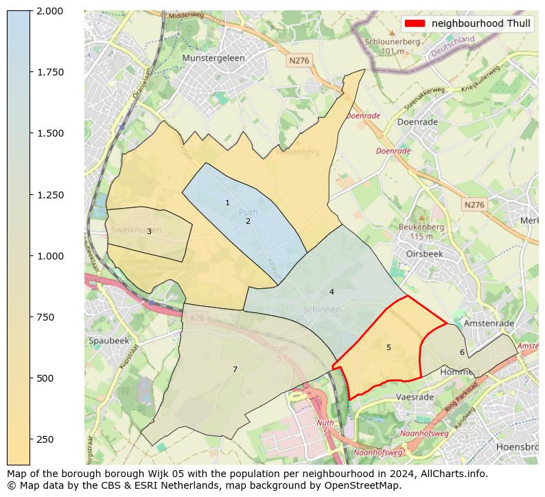 Image of the neighbourhood Thull at the map. This image is used as introduction to this page. This page shows a lot of information about the population in the neighbourhood Thull (such as the distribution by age groups of the residents, the composition of households, whether inhabitants are natives or Dutch with an immigration background, data about the houses (numbers, types, price development, use, type of property, ...) and more (car ownership, energy consumption, ...) based on open data from the Dutch Central Bureau of Statistics and various other sources!