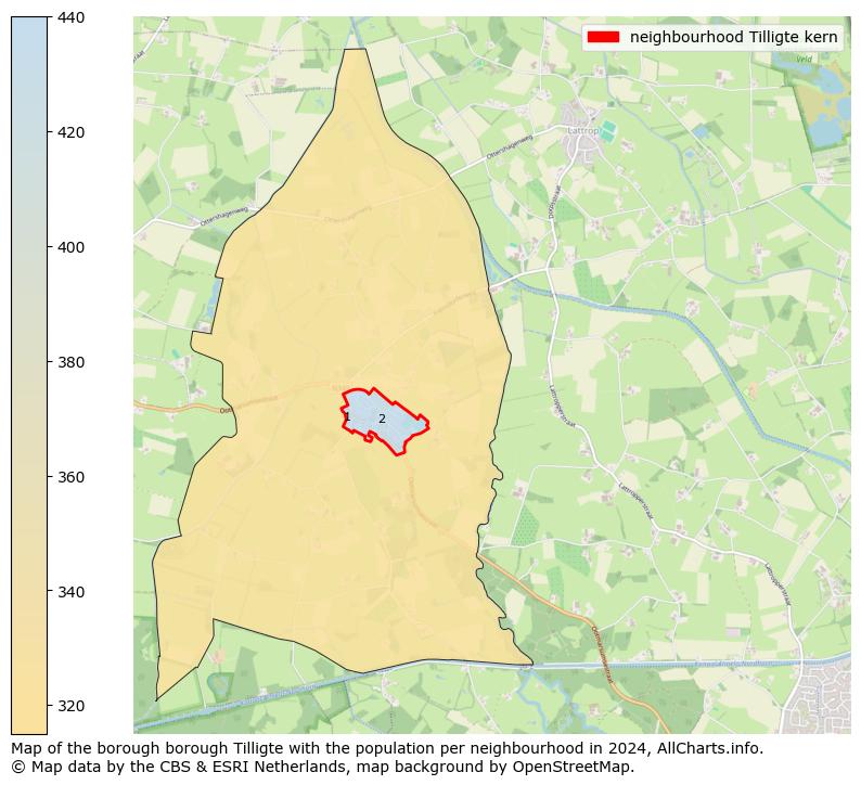 Image of the neighbourhood Tilligte kern at the map. This image is used as introduction to this page. This page shows a lot of information about the population in the neighbourhood Tilligte kern (such as the distribution by age groups of the residents, the composition of households, whether inhabitants are natives or Dutch with an immigration background, data about the houses (numbers, types, price development, use, type of property, ...) and more (car ownership, energy consumption, ...) based on open data from the Dutch Central Bureau of Statistics and various other sources!