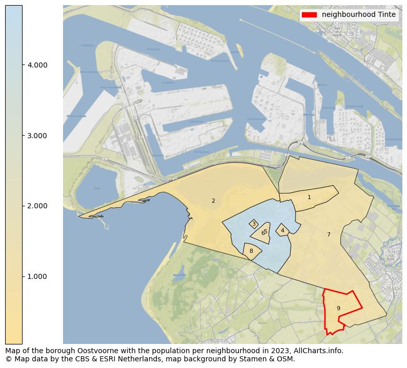 Map of the borough Oostvoorne with the population per neighbourhood in 2023. This page shows a lot of information about residents (such as the distribution by age groups, family composition, gender, native or Dutch with an immigration background, ...), homes (numbers, types, price development, use, type of property, ...) and more (car ownership, energy consumption, ...) based on open data from the Dutch Central Bureau of Statistics and various other sources!