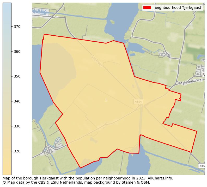 Map of the borough Tjerkgaast with the population per neighbourhood in 2023. This page shows a lot of information about residents (such as the distribution by age groups, family composition, gender, native or Dutch with an immigration background, ...), homes (numbers, types, price development, use, type of property, ...) and more (car ownership, energy consumption, ...) based on open data from the Dutch Central Bureau of Statistics and various other sources!