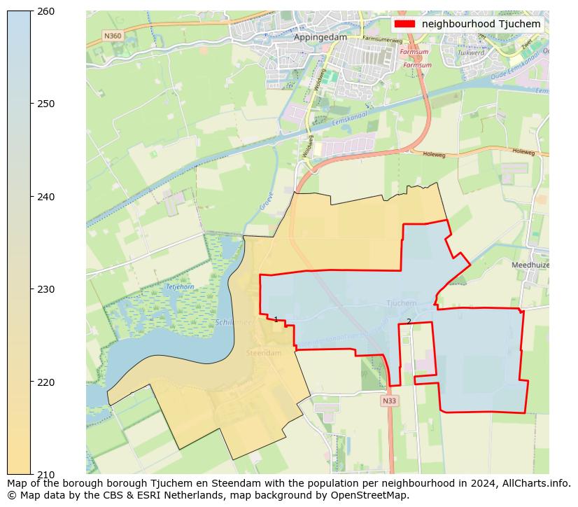 Image of the neighbourhood Tjuchem at the map. This image is used as introduction to this page. This page shows a lot of information about the population in the neighbourhood Tjuchem (such as the distribution by age groups of the residents, the composition of households, whether inhabitants are natives or Dutch with an immigration background, data about the houses (numbers, types, price development, use, type of property, ...) and more (car ownership, energy consumption, ...) based on open data from the Dutch Central Bureau of Statistics and various other sources!