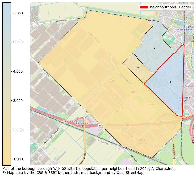 Image of the neighbourhood Triangel at the map. This image is used as introduction to this page. This page shows a lot of information about the population in the neighbourhood Triangel (such as the distribution by age groups of the residents, the composition of households, whether inhabitants are natives or Dutch with an immigration background, data about the houses (numbers, types, price development, use, type of property, ...) and more (car ownership, energy consumption, ...) based on open data from the Dutch Central Bureau of Statistics and various other sources!