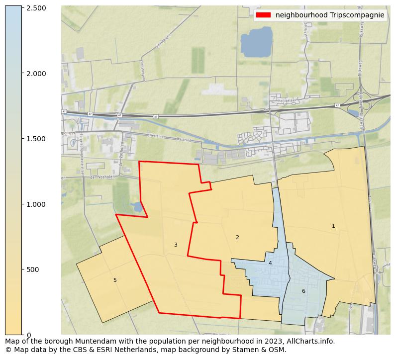 Map of the borough Muntendam with the population per neighbourhood in 2022. This page shows a lot of information about residents (such as the distribution by age groups, family composition, gender, native or Dutch with an immigration background, ...), homes (numbers, types, price development, use, type of property, ...) and more (car ownership, energy consumption, ...) based on open data from the Dutch Central Bureau of Statistics and various other sources!