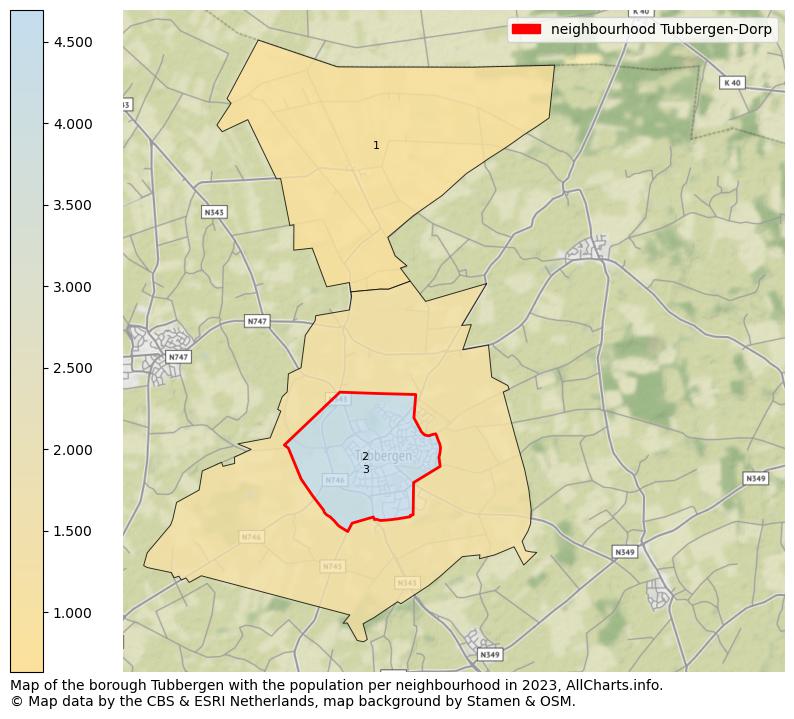 Map of the borough Tubbergen with the population per neighbourhood in 2023. This page shows a lot of information about residents (such as the distribution by age groups, family composition, gender, native or Dutch with an immigration background, ...), homes (numbers, types, price development, use, type of property, ...) and more (car ownership, energy consumption, ...) based on open data from the Dutch Central Bureau of Statistics and various other sources!