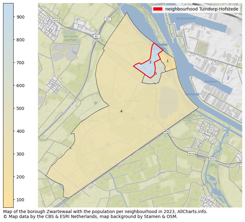 Map of the borough Zwartewaal with the population per neighbourhood in 2023. This page shows a lot of information about residents (such as the distribution by age groups, family composition, gender, native or Dutch with an immigration background, ...), homes (numbers, types, price development, use, type of property, ...) and more (car ownership, energy consumption, ...) based on open data from the Dutch Central Bureau of Statistics and various other sources!