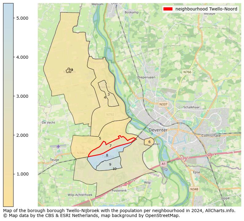 Image of the neighbourhood Twello-Noord at the map. This image is used as introduction to this page. This page shows a lot of information about the population in the neighbourhood Twello-Noord (such as the distribution by age groups of the residents, the composition of households, whether inhabitants are natives or Dutch with an immigration background, data about the houses (numbers, types, price development, use, type of property, ...) and more (car ownership, energy consumption, ...) based on open data from the Dutch Central Bureau of Statistics and various other sources!