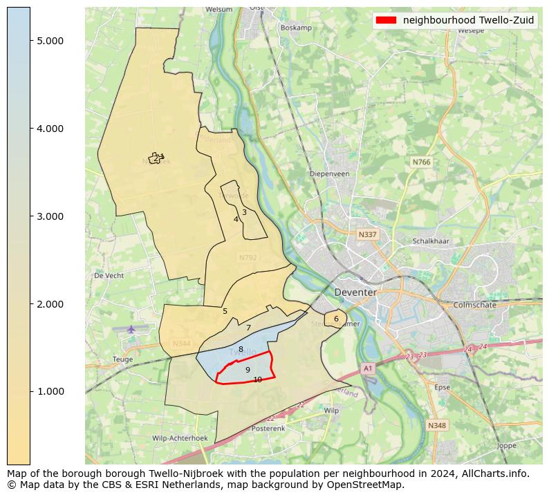 Image of the neighbourhood Twello-Zuid at the map. This image is used as introduction to this page. This page shows a lot of information about the population in the neighbourhood Twello-Zuid (such as the distribution by age groups of the residents, the composition of households, whether inhabitants are natives or Dutch with an immigration background, data about the houses (numbers, types, price development, use, type of property, ...) and more (car ownership, energy consumption, ...) based on open data from the Dutch Central Bureau of Statistics and various other sources!