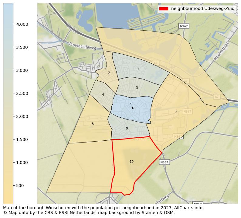 Map of the borough Winschoten with the population per neighbourhood in 2021. This page shows a lot of information about residents (such as the distribution by age groups, family composition, gender, native or Dutch with an immigration background, ...), homes (numbers, types, price development, use, type of property, ...) and more (car ownership, energy consumption, ...) based on open data from the Dutch Central Bureau of Statistics and various other sources!