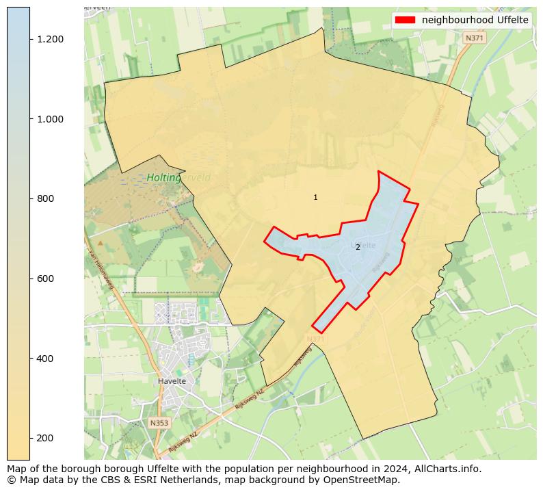 Image of the neighbourhood Uffelte at the map. This image is used as introduction to this page. This page shows a lot of information about the population in the neighbourhood Uffelte (such as the distribution by age groups of the residents, the composition of households, whether inhabitants are natives or Dutch with an immigration background, data about the houses (numbers, types, price development, use, type of property, ...) and more (car ownership, energy consumption, ...) based on open data from the Dutch Central Bureau of Statistics and various other sources!