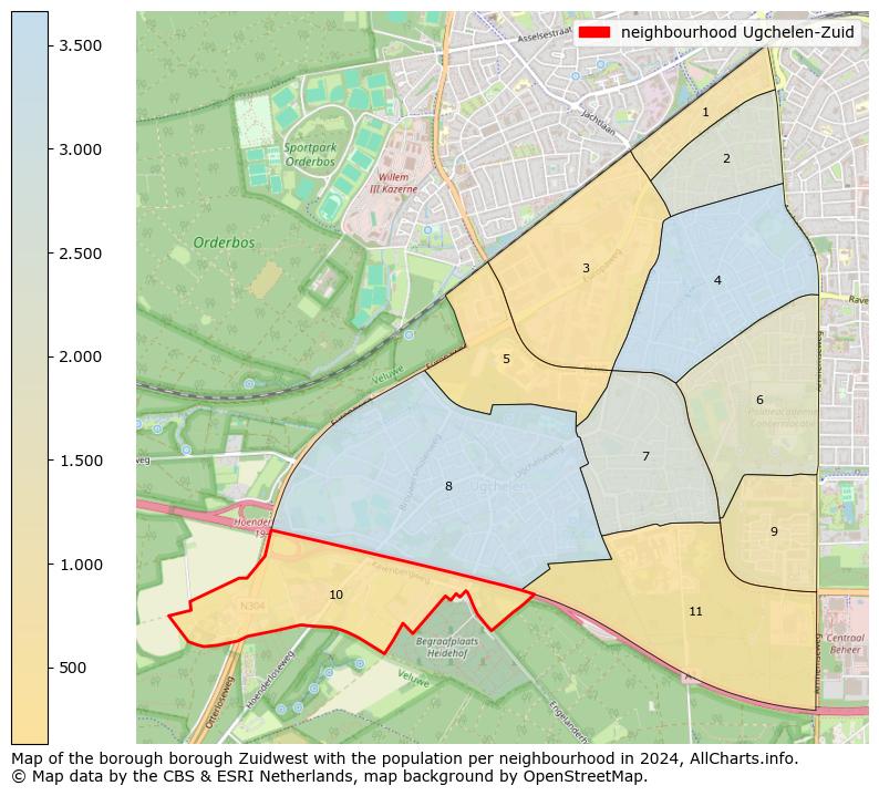 Image of the neighbourhood Ugchelen-Zuid at the map. This image is used as introduction to this page. This page shows a lot of information about the population in the neighbourhood Ugchelen-Zuid (such as the distribution by age groups of the residents, the composition of households, whether inhabitants are natives or Dutch with an immigration background, data about the houses (numbers, types, price development, use, type of property, ...) and more (car ownership, energy consumption, ...) based on open data from the Dutch Central Bureau of Statistics and various other sources!