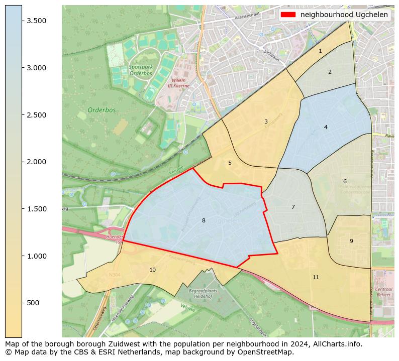 Image of the neighbourhood Ugchelen at the map. This image is used as introduction to this page. This page shows a lot of information about the population in the neighbourhood Ugchelen (such as the distribution by age groups of the residents, the composition of households, whether inhabitants are natives or Dutch with an immigration background, data about the houses (numbers, types, price development, use, type of property, ...) and more (car ownership, energy consumption, ...) based on open data from the Dutch Central Bureau of Statistics and various other sources!