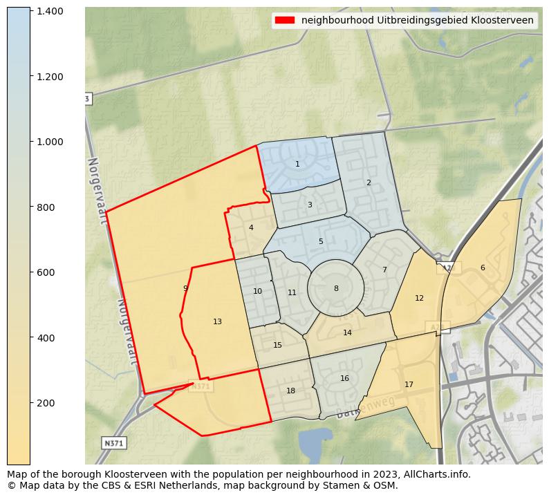 Map of the borough Kloosterveen with the population per neighbourhood in 2021. This page shows a lot of information about residents (such as the distribution by age groups, family composition, gender, native or Dutch with an immigration background, ...), homes (numbers, types, price development, use, type of property, ...) and more (car ownership, energy consumption, ...) based on open data from the Dutch Central Bureau of Statistics and various other sources!