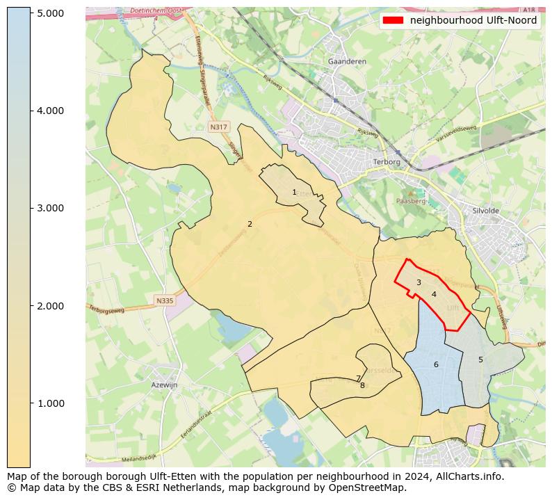 Image of the neighbourhood Ulft-Noord at the map. This image is used as introduction to this page. This page shows a lot of information about the population in the neighbourhood Ulft-Noord (such as the distribution by age groups of the residents, the composition of households, whether inhabitants are natives or Dutch with an immigration background, data about the houses (numbers, types, price development, use, type of property, ...) and more (car ownership, energy consumption, ...) based on open data from the Dutch Central Bureau of Statistics and various other sources!