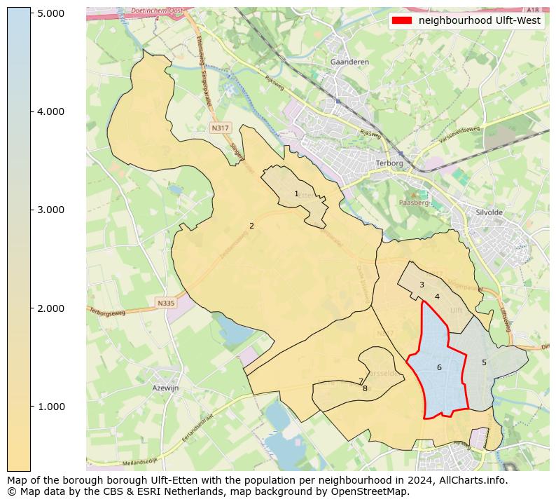 Image of the neighbourhood Ulft-West at the map. This image is used as introduction to this page. This page shows a lot of information about the population in the neighbourhood Ulft-West (such as the distribution by age groups of the residents, the composition of households, whether inhabitants are natives or Dutch with an immigration background, data about the houses (numbers, types, price development, use, type of property, ...) and more (car ownership, energy consumption, ...) based on open data from the Dutch Central Bureau of Statistics and various other sources!