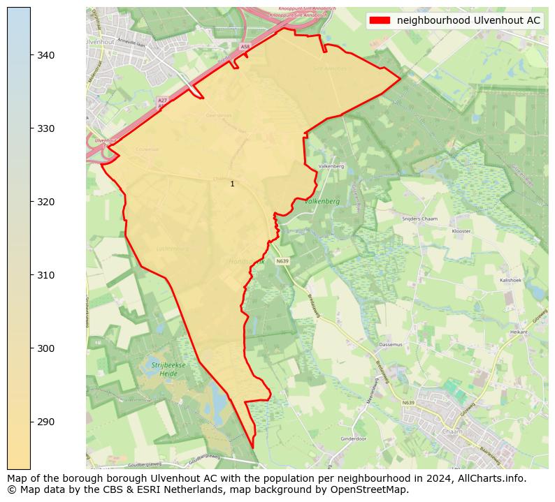 Image of the neighbourhood Ulvenhout AC at the map. This image is used as introduction to this page. This page shows a lot of information about the population in the neighbourhood Ulvenhout AC (such as the distribution by age groups of the residents, the composition of households, whether inhabitants are natives or Dutch with an immigration background, data about the houses (numbers, types, price development, use, type of property, ...) and more (car ownership, energy consumption, ...) based on open data from the Dutch Central Bureau of Statistics and various other sources!