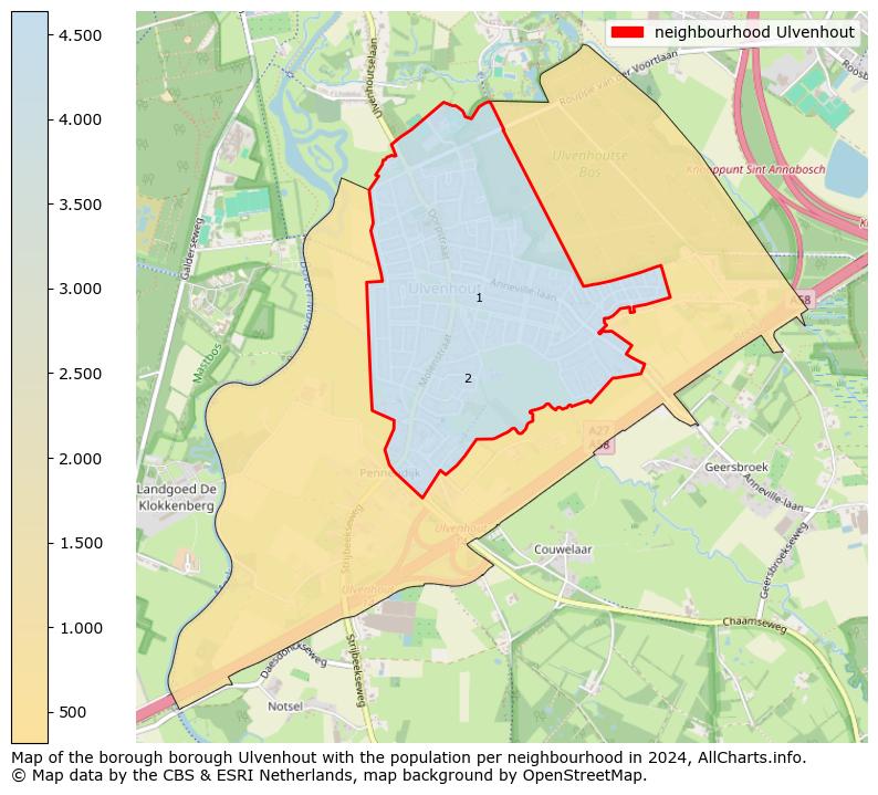 Image of the neighbourhood Ulvenhout at the map. This image is used as introduction to this page. This page shows a lot of information about the population in the neighbourhood Ulvenhout (such as the distribution by age groups of the residents, the composition of households, whether inhabitants are natives or Dutch with an immigration background, data about the houses (numbers, types, price development, use, type of property, ...) and more (car ownership, energy consumption, ...) based on open data from the Dutch Central Bureau of Statistics and various other sources!