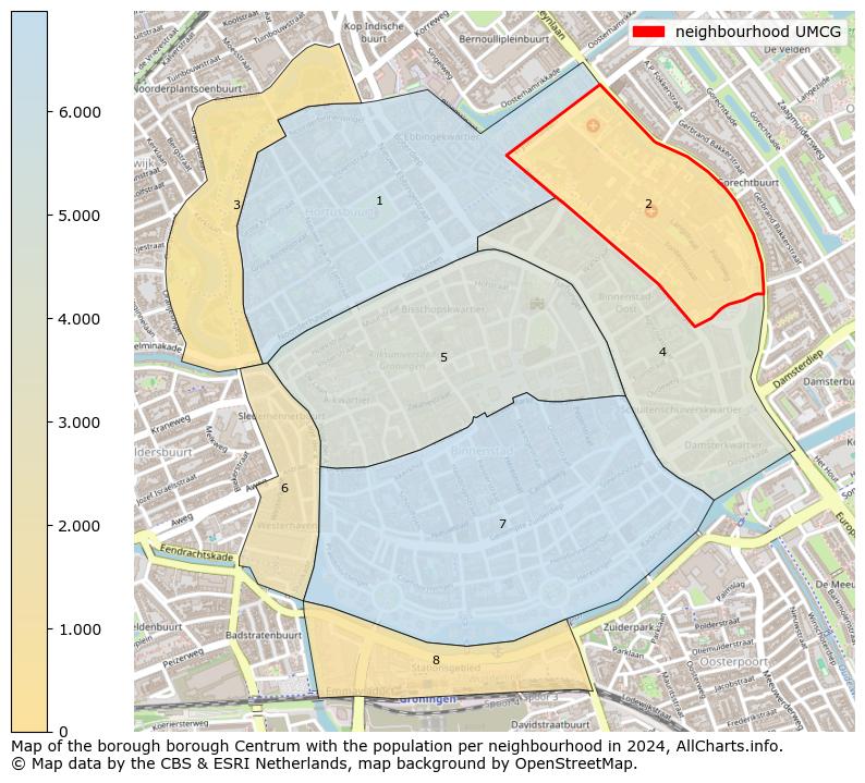 Image of the neighbourhood UMCG at the map. This image is used as introduction to this page. This page shows a lot of information about the population in the neighbourhood UMCG (such as the distribution by age groups of the residents, the composition of households, whether inhabitants are natives or Dutch with an immigration background, data about the houses (numbers, types, price development, use, type of property, ...) and more (car ownership, energy consumption, ...) based on open data from the Dutch Central Bureau of Statistics and various other sources!