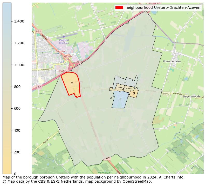 Image of the neighbourhood Ureterp-Drachten-Azeven at the map. This image is used as introduction to this page. This page shows a lot of information about the population in the neighbourhood Ureterp-Drachten-Azeven (such as the distribution by age groups of the residents, the composition of households, whether inhabitants are natives or Dutch with an immigration background, data about the houses (numbers, types, price development, use, type of property, ...) and more (car ownership, energy consumption, ...) based on open data from the Dutch Central Bureau of Statistics and various other sources!