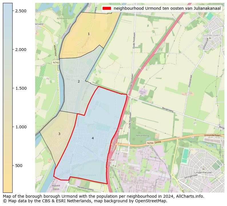 Image of the neighbourhood Urmond ten oosten van Julianakanaal at the map. This image is used as introduction to this page. This page shows a lot of information about the population in the neighbourhood Urmond ten oosten van Julianakanaal (such as the distribution by age groups of the residents, the composition of households, whether inhabitants are natives or Dutch with an immigration background, data about the houses (numbers, types, price development, use, type of property, ...) and more (car ownership, energy consumption, ...) based on open data from the Dutch Central Bureau of Statistics and various other sources!