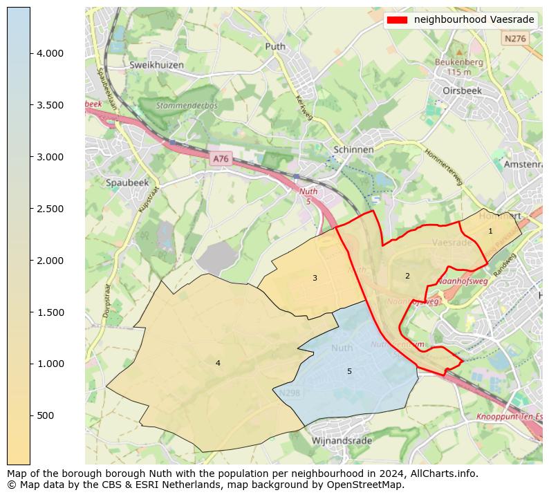 Image of the neighbourhood Vaesrade at the map. This image is used as introduction to this page. This page shows a lot of information about the population in the neighbourhood Vaesrade (such as the distribution by age groups of the residents, the composition of households, whether inhabitants are natives or Dutch with an immigration background, data about the houses (numbers, types, price development, use, type of property, ...) and more (car ownership, energy consumption, ...) based on open data from the Dutch Central Bureau of Statistics and various other sources!