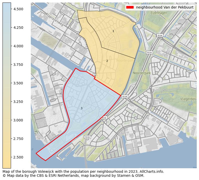 Map of the borough Volewijck with the population per neighbourhood in 2023. This page shows a lot of information about residents (such as the distribution by age groups, family composition, gender, native or Dutch with an immigration background, ...), homes (numbers, types, price development, use, type of property, ...) and more (car ownership, energy consumption, ...) based on open data from the Dutch Central Bureau of Statistics and various other sources!