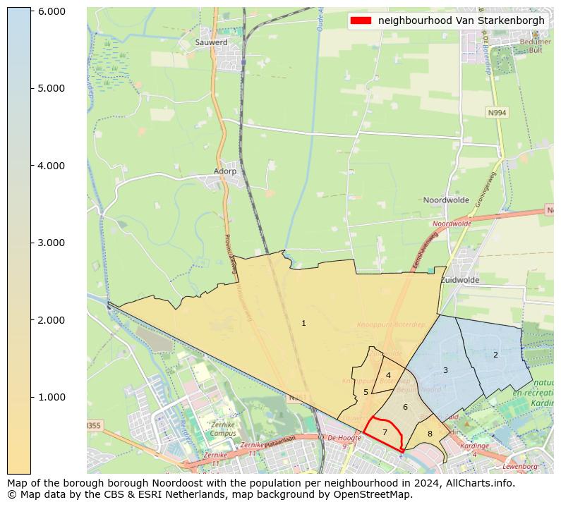 Image of the neighbourhood Van Starkenborgh at the map. This image is used as introduction to this page. This page shows a lot of information about the population in the neighbourhood Van Starkenborgh (such as the distribution by age groups of the residents, the composition of households, whether inhabitants are natives or Dutch with an immigration background, data about the houses (numbers, types, price development, use, type of property, ...) and more (car ownership, energy consumption, ...) based on open data from the Dutch Central Bureau of Statistics and various other sources!