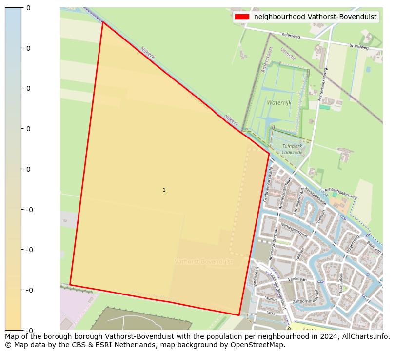 Image of the neighbourhood Vathorst-Bovenduist at the map. This image is used as introduction to this page. This page shows a lot of information about the population in the neighbourhood Vathorst-Bovenduist (such as the distribution by age groups of the residents, the composition of households, whether inhabitants are natives or Dutch with an immigration background, data about the houses (numbers, types, price development, use, type of property, ...) and more (car ownership, energy consumption, ...) based on open data from the Dutch Central Bureau of Statistics and various other sources!