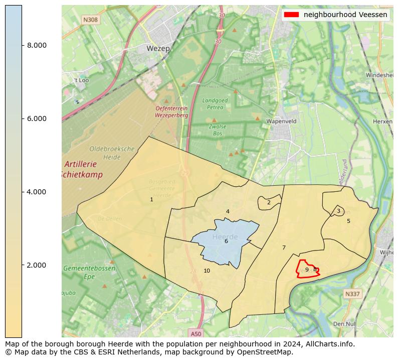 Image of the neighbourhood Veessen at the map. This image is used as introduction to this page. This page shows a lot of information about the population in the neighbourhood Veessen (such as the distribution by age groups of the residents, the composition of households, whether inhabitants are natives or Dutch with an immigration background, data about the houses (numbers, types, price development, use, type of property, ...) and more (car ownership, energy consumption, ...) based on open data from the Dutch Central Bureau of Statistics and various other sources!