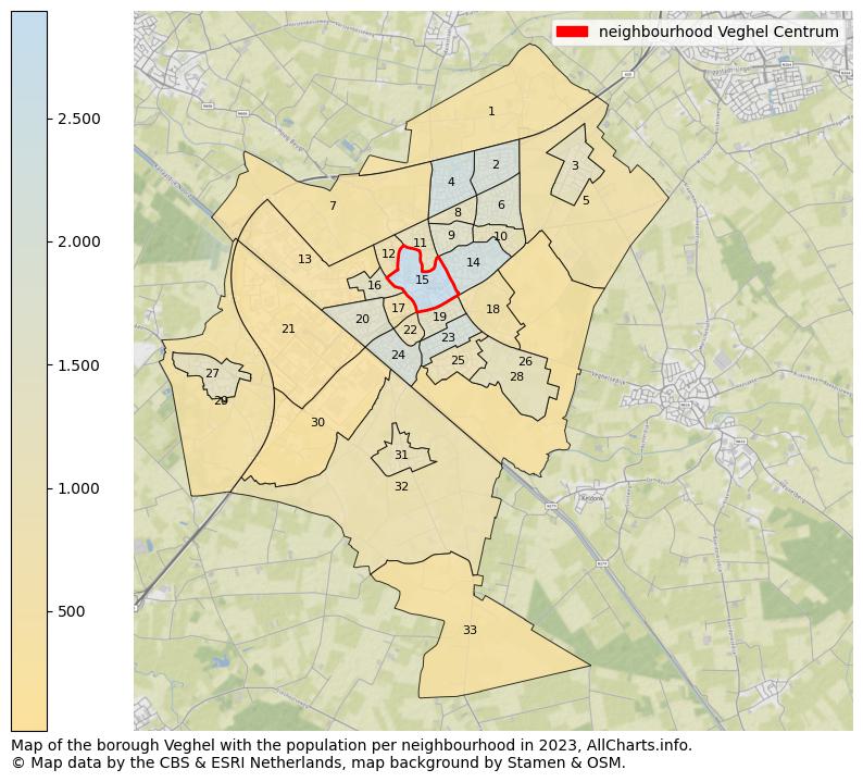 Map of the borough Veghel with the population per neighbourhood in 2023. This page shows a lot of information about residents (such as the distribution by age groups, family composition, gender, native or Dutch with an immigration background, ...), homes (numbers, types, price development, use, type of property, ...) and more (car ownership, energy consumption, ...) based on open data from the Dutch Central Bureau of Statistics and various other sources!