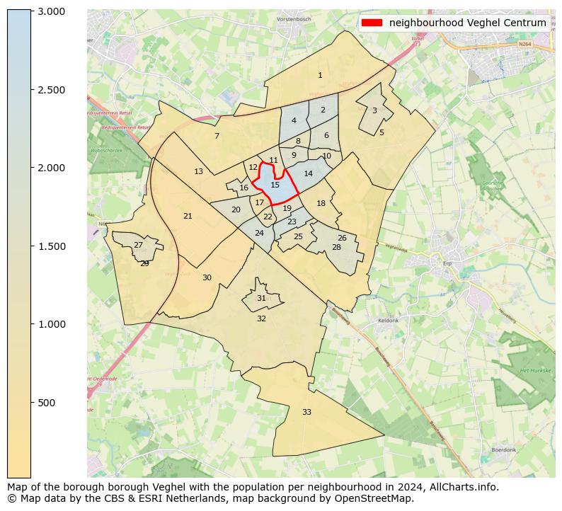 Image of the neighbourhood Veghel Centrum at the map. This image is used as introduction to this page. This page shows a lot of information about the population in the neighbourhood Veghel Centrum (such as the distribution by age groups of the residents, the composition of households, whether inhabitants are natives or Dutch with an immigration background, data about the houses (numbers, types, price development, use, type of property, ...) and more (car ownership, energy consumption, ...) based on open data from the Dutch Central Bureau of Statistics and various other sources!