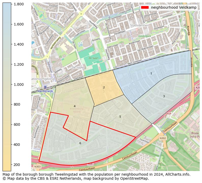 Image of the neighbourhood Veldkamp at the map. This image is used as introduction to this page. This page shows a lot of information about the population in the neighbourhood Veldkamp (such as the distribution by age groups of the residents, the composition of households, whether inhabitants are natives or Dutch with an immigration background, data about the houses (numbers, types, price development, use, type of property, ...) and more (car ownership, energy consumption, ...) based on open data from the Dutch Central Bureau of Statistics and various other sources!