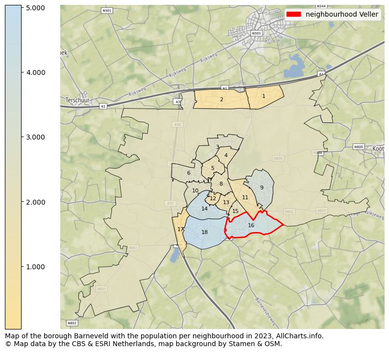 Map of the borough Barneveld with the population per neighbourhood in 2022. This page shows a lot of information about residents (such as the distribution by age groups, family composition, gender, native or Dutch with an immigration background, ...), homes (numbers, types, price development, use, type of property, ...) and more (car ownership, energy consumption, ...) based on open data from the Dutch Central Bureau of Statistics and various other sources!