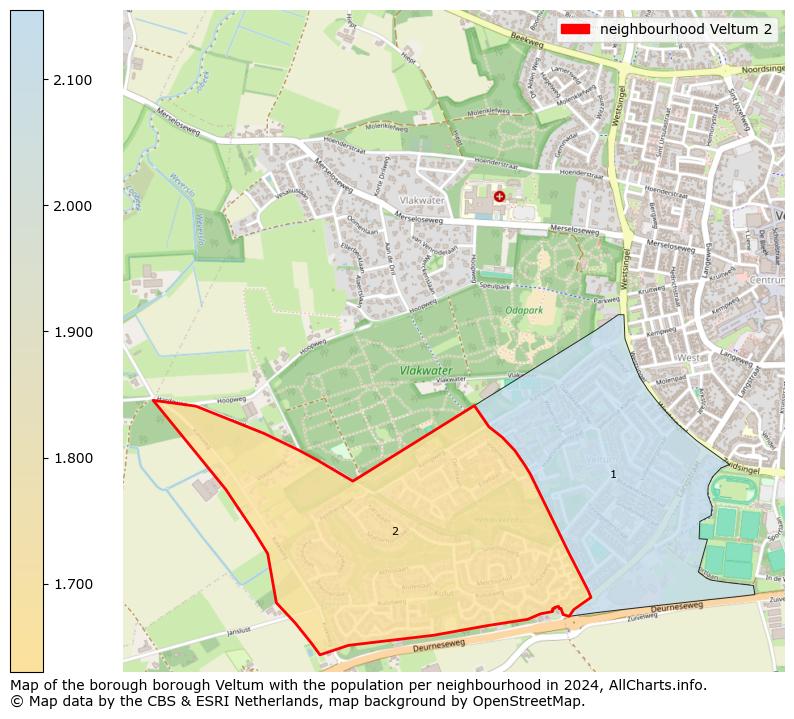 Image of the neighbourhood Veltum 2 at the map. This image is used as introduction to this page. This page shows a lot of information about the population in the neighbourhood Veltum 2 (such as the distribution by age groups of the residents, the composition of households, whether inhabitants are natives or Dutch with an immigration background, data about the houses (numbers, types, price development, use, type of property, ...) and more (car ownership, energy consumption, ...) based on open data from the Dutch Central Bureau of Statistics and various other sources!