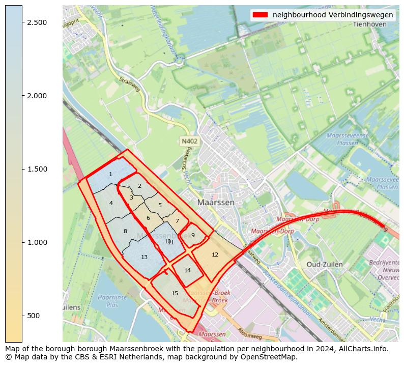 Image of the neighbourhood Verbindingswegen at the map. This image is used as introduction to this page. This page shows a lot of information about the population in the neighbourhood Verbindingswegen (such as the distribution by age groups of the residents, the composition of households, whether inhabitants are natives or Dutch with an immigration background, data about the houses (numbers, types, price development, use, type of property, ...) and more (car ownership, energy consumption, ...) based on open data from the Dutch Central Bureau of Statistics and various other sources!