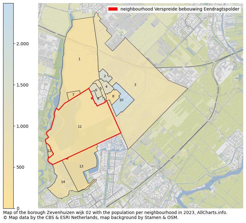 Map of the borough Zevenhuizen wijk 02 with the population per neighbourhood in 2023. This page shows a lot of information about residents (such as the distribution by age groups, family composition, gender, native or Dutch with an immigration background, ...), homes (numbers, types, price development, use, type of property, ...) and more (car ownership, energy consumption, ...) based on open data from the Dutch Central Bureau of Statistics and various other sources!