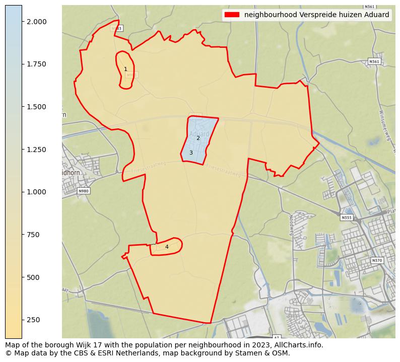 Map of the borough Wijk 17 with the population per neighbourhood in 2023. This page shows a lot of information about residents (such as the distribution by age groups, family composition, gender, native or Dutch with an immigration background, ...), homes (numbers, types, price development, use, type of property, ...) and more (car ownership, energy consumption, ...) based on open data from the Dutch Central Bureau of Statistics and various other sources!