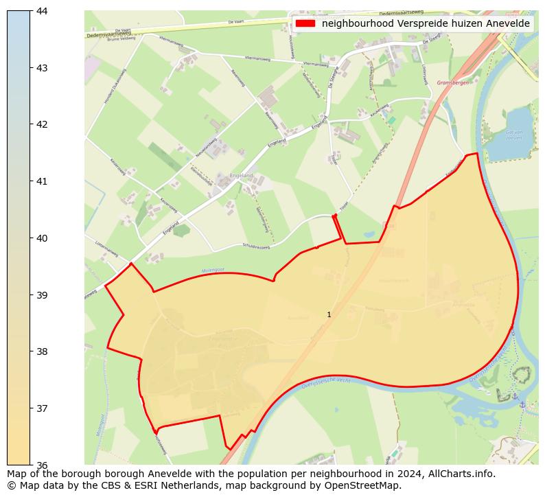 Image of the neighbourhood Verspreide huizen Anevelde at the map. This image is used as introduction to this page. This page shows a lot of information about the population in the neighbourhood Verspreide huizen Anevelde (such as the distribution by age groups of the residents, the composition of households, whether inhabitants are natives or Dutch with an immigration background, data about the houses (numbers, types, price development, use, type of property, ...) and more (car ownership, energy consumption, ...) based on open data from the Dutch Central Bureau of Statistics and various other sources!