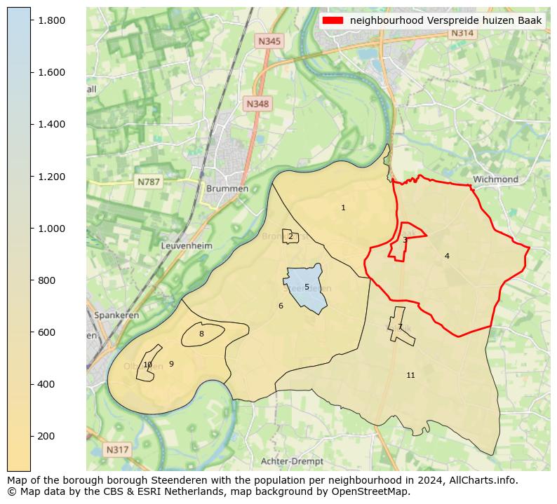 Image of the neighbourhood Verspreide huizen Baak at the map. This image is used as introduction to this page. This page shows a lot of information about the population in the neighbourhood Verspreide huizen Baak (such as the distribution by age groups of the residents, the composition of households, whether inhabitants are natives or Dutch with an immigration background, data about the houses (numbers, types, price development, use, type of property, ...) and more (car ownership, energy consumption, ...) based on open data from the Dutch Central Bureau of Statistics and various other sources!