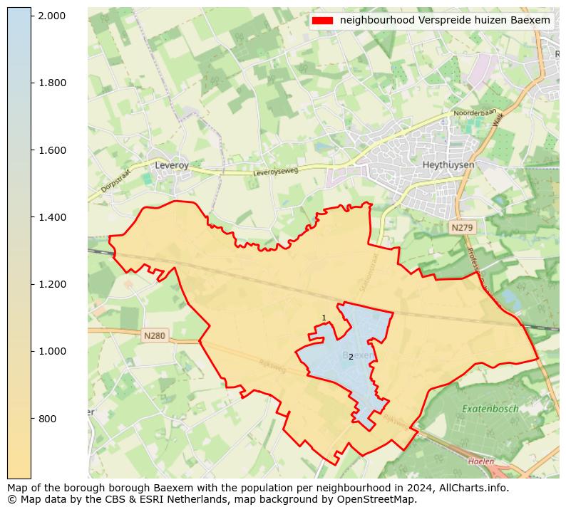 Image of the neighbourhood Verspreide huizen Baexem at the map. This image is used as introduction to this page. This page shows a lot of information about the population in the neighbourhood Verspreide huizen Baexem (such as the distribution by age groups of the residents, the composition of households, whether inhabitants are natives or Dutch with an immigration background, data about the houses (numbers, types, price development, use, type of property, ...) and more (car ownership, energy consumption, ...) based on open data from the Dutch Central Bureau of Statistics and various other sources!