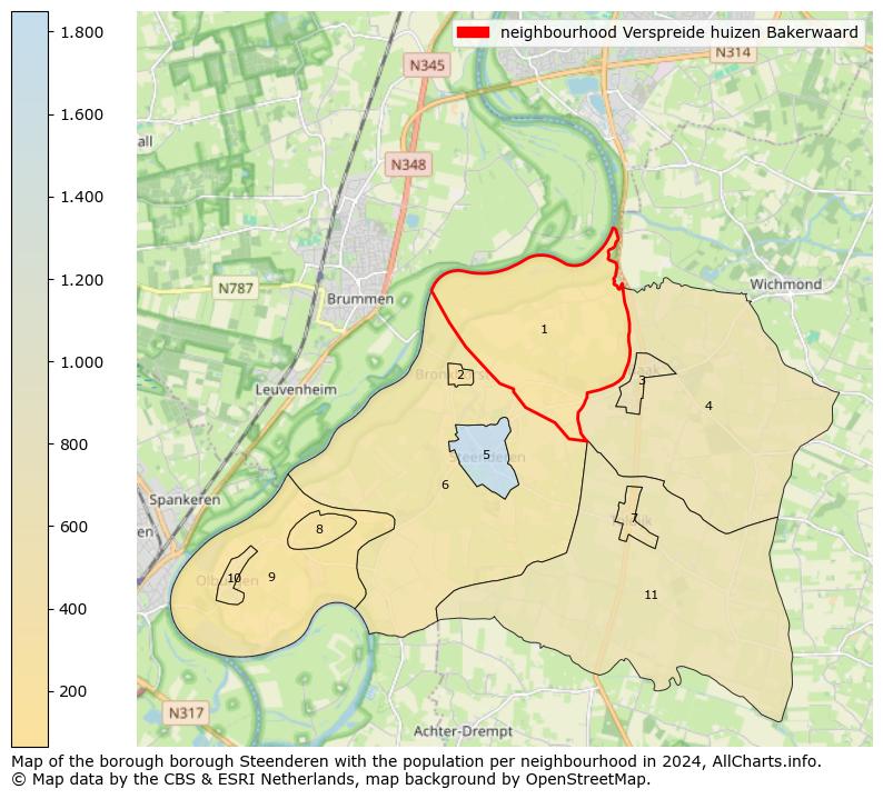 Image of the neighbourhood Verspreide huizen Bakerwaard at the map. This image is used as introduction to this page. This page shows a lot of information about the population in the neighbourhood Verspreide huizen Bakerwaard (such as the distribution by age groups of the residents, the composition of households, whether inhabitants are natives or Dutch with an immigration background, data about the houses (numbers, types, price development, use, type of property, ...) and more (car ownership, energy consumption, ...) based on open data from the Dutch Central Bureau of Statistics and various other sources!