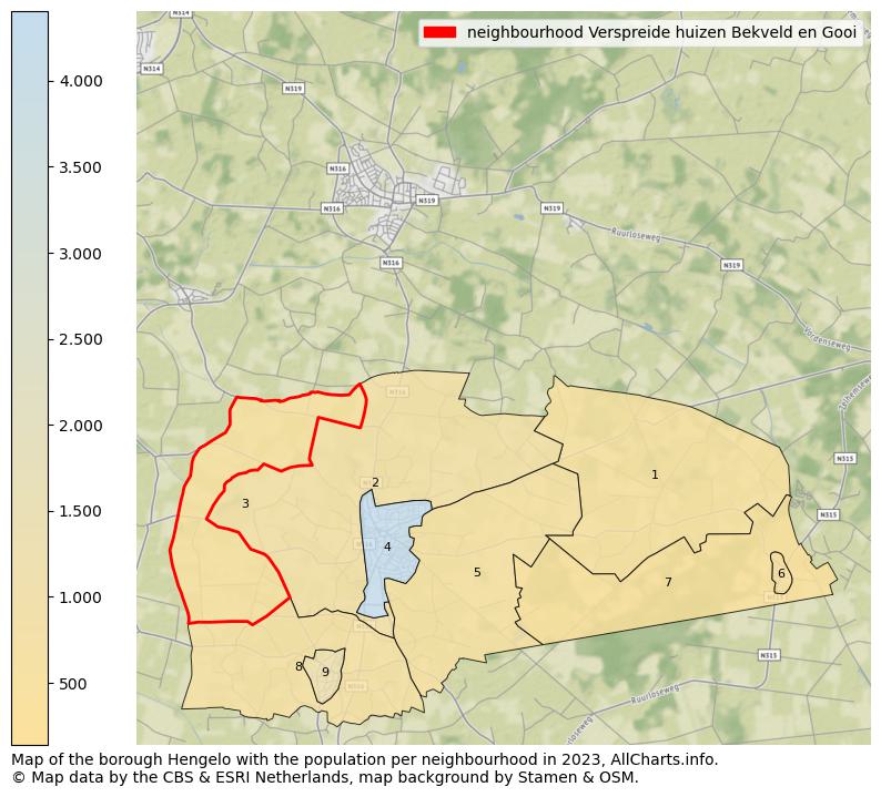 Map of the borough Hengelo with the population per neighbourhood in 2023. This page shows a lot of information about residents (such as the distribution by age groups, family composition, gender, native or Dutch with an immigration background, ...), homes (numbers, types, price development, use, type of property, ...) and more (car ownership, energy consumption, ...) based on open data from the Dutch Central Bureau of Statistics and various other sources!