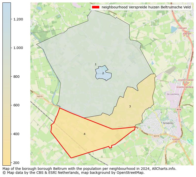 Image of the neighbourhood Verspreide huizen Beltrumsche Veld at the map. This image is used as introduction to this page. This page shows a lot of information about the population in the neighbourhood Verspreide huizen Beltrumsche Veld (such as the distribution by age groups of the residents, the composition of households, whether inhabitants are natives or Dutch with an immigration background, data about the houses (numbers, types, price development, use, type of property, ...) and more (car ownership, energy consumption, ...) based on open data from the Dutch Central Bureau of Statistics and various other sources!