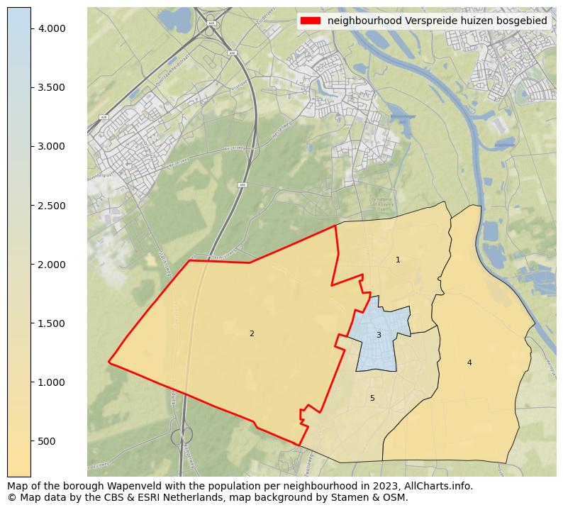 Map of the borough Wapenveld with the population per neighbourhood in 2021. This page shows a lot of information about residents (such as the distribution by age groups, family composition, gender, native or Dutch with an immigration background, ...), homes (numbers, types, price development, use, type of property, ...) and more (car ownership, energy consumption, ...) based on open data from the Dutch Central Bureau of Statistics and various other sources!