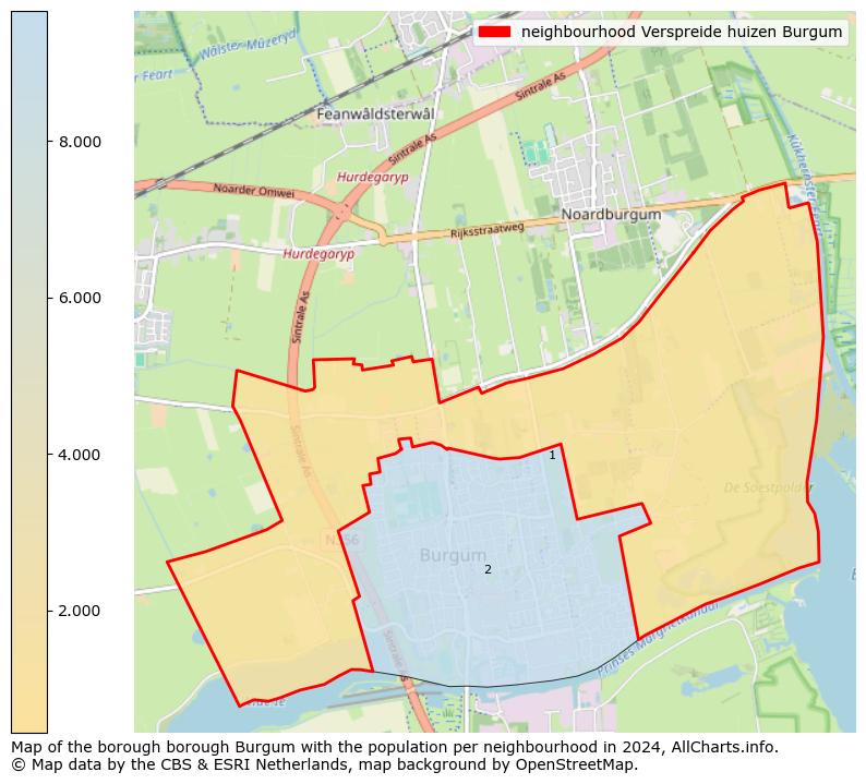 Image of the neighbourhood Verspreide huizen Burgum at the map. This image is used as introduction to this page. This page shows a lot of information about the population in the neighbourhood Verspreide huizen Burgum (such as the distribution by age groups of the residents, the composition of households, whether inhabitants are natives or Dutch with an immigration background, data about the houses (numbers, types, price development, use, type of property, ...) and more (car ownership, energy consumption, ...) based on open data from the Dutch Central Bureau of Statistics and various other sources!