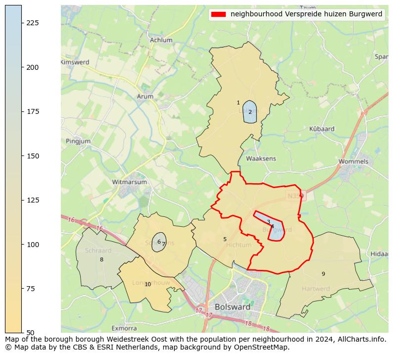 Image of the neighbourhood Verspreide huizen Burgwerd at the map. This image is used as introduction to this page. This page shows a lot of information about the population in the neighbourhood Verspreide huizen Burgwerd (such as the distribution by age groups of the residents, the composition of households, whether inhabitants are natives or Dutch with an immigration background, data about the houses (numbers, types, price development, use, type of property, ...) and more (car ownership, energy consumption, ...) based on open data from the Dutch Central Bureau of Statistics and various other sources!