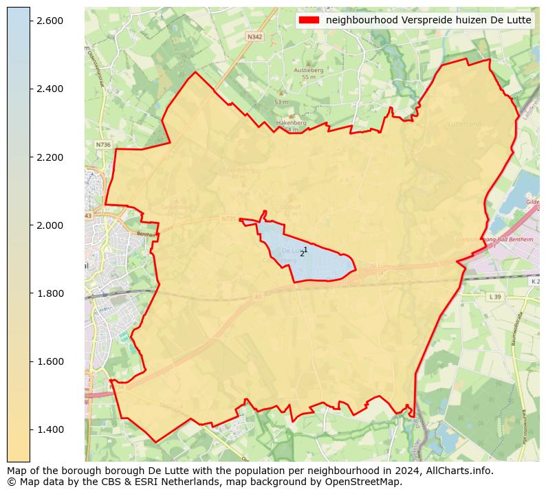 Image of the neighbourhood Verspreide huizen De Lutte at the map. This image is used as introduction to this page. This page shows a lot of information about the population in the neighbourhood Verspreide huizen De Lutte (such as the distribution by age groups of the residents, the composition of households, whether inhabitants are natives or Dutch with an immigration background, data about the houses (numbers, types, price development, use, type of property, ...) and more (car ownership, energy consumption, ...) based on open data from the Dutch Central Bureau of Statistics and various other sources!